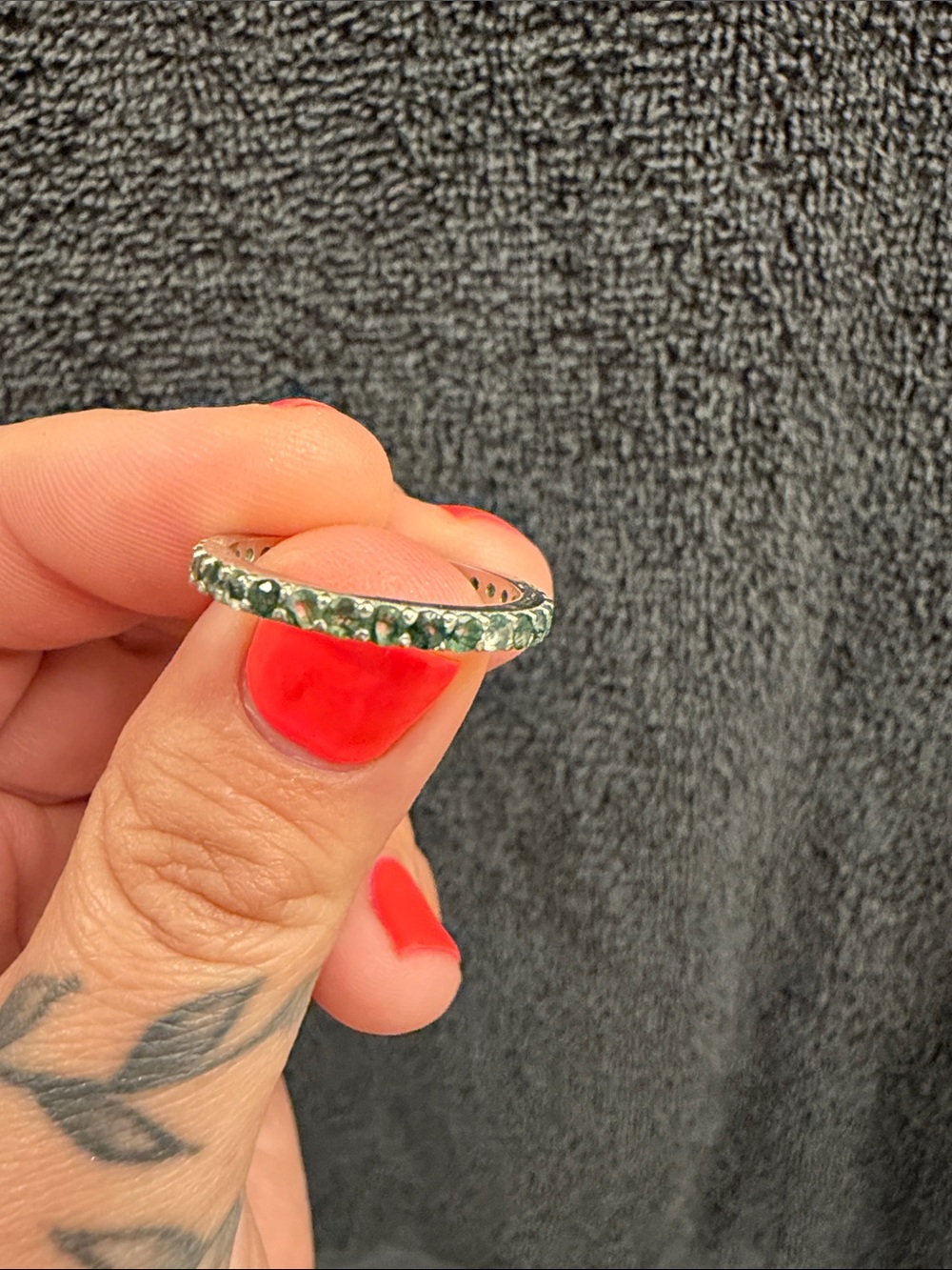 Moss Agate Eternity Band Sterling Silver
